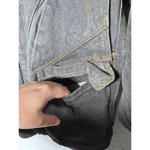 Vintage Original Windbreaker Gray Denim Jean Jacket Size Large Vtg Retro Winter - Picture 5 of 8